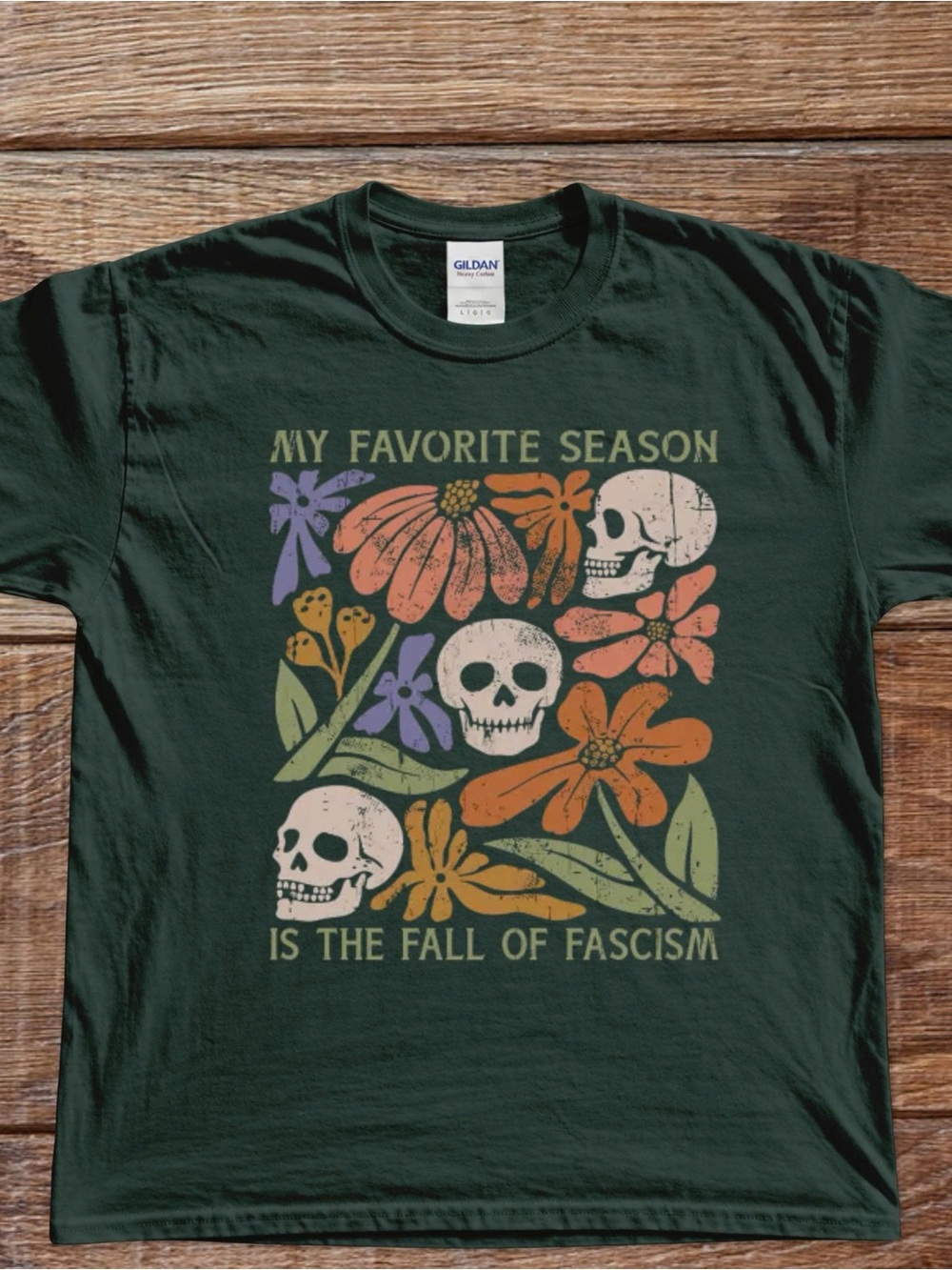 Fall Halloween Skull Flower Tee Vintage Gothic Floral Graphic T-shirt